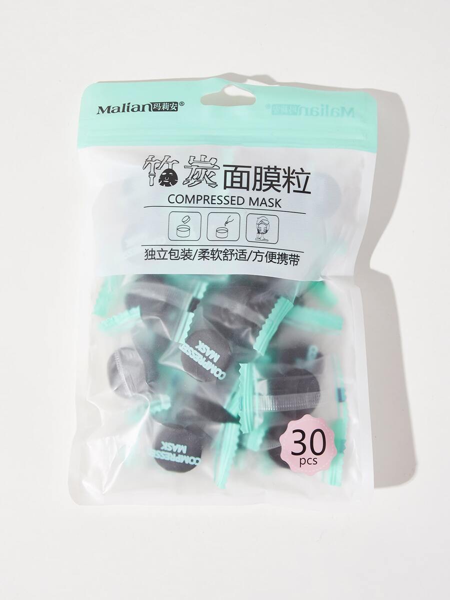 30pcs Facial Compressed Charcoal Mask Particles Nonwoven Sheet Moisturizing Mask For Face - Black - View 1