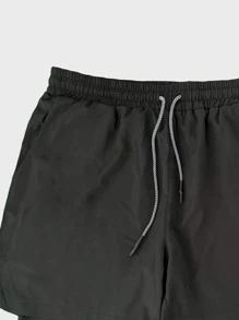 Manfinity Sport Corelite Boyfriend Style Men 2 In 1 Sports Shorts With Phone Pocket & Towel Loop Gym Shorts Jogger Shorts - Black - View 4