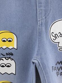 口袋卡通小男童牛仔褲 - 中等水洗藍 - 查看 5