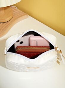 衍縫方形斜肩包鏈條肩帶錢包帶蝴蝶和流蘇裝飾