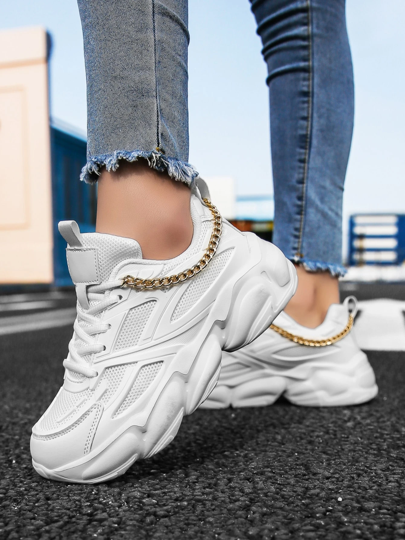 chunky sneakers with chains