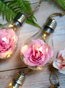 1pc Artificial Flower Detail Decoration Bulb Light, Hanging Bulb Decorative Light With Faux Flower Insert, For Home Decor - Yellow - View 6
