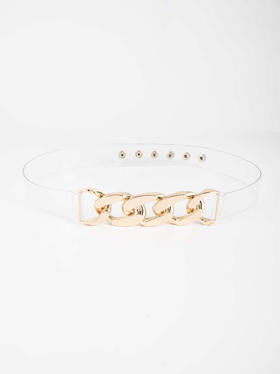 Metal Chain Transparent Belt - Clear - View 1