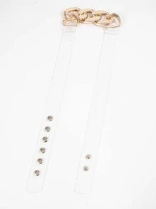 Metal Chain Transparent Belt - Clear - View 2