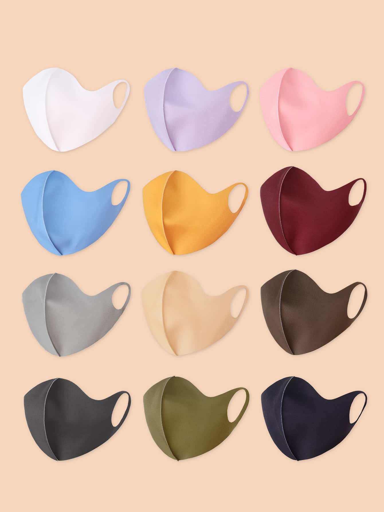 12pcs Plain Face Covering - Multicolor - View 1