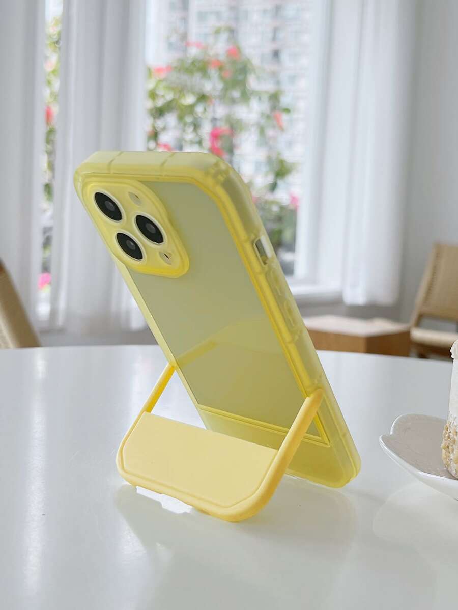 Vỏ đựng điện thoại trong suốt với giá đỡ điện thoại vô hình - Màu vàng - Xem 1