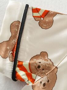 Toddler Boys Cartoon Graphic Contrast Binding Satin PJ Set - Multicolor - View 3