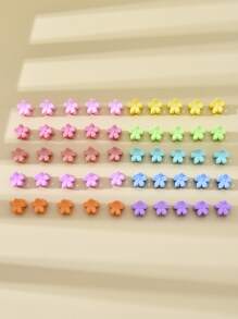 50入組花朵設計髮爪 - 彩色 - 查看 1