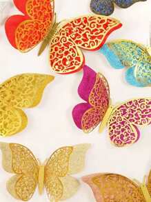 12pcs Hollow Out Design Butterfly Sticker - Multicolor - View 5
