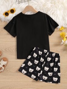 带有考拉熊图案的 Tween Girl 短袖和短裤家居服套装