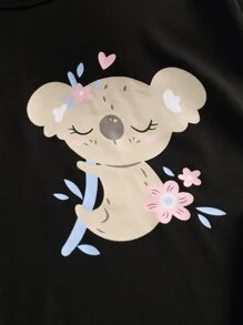 带有考拉熊图案的 Tween Girl 短袖和短裤家居服套装