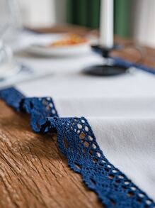 Camino de mesa ribete con encaje - Azul y blanco - Ver 3