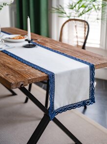 Camino de mesa ribete con encaje - Azul y blanco - Ver 5