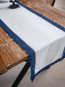 Camino de mesa ribete con encaje - Azul y blanco - Ver 6