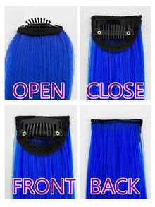 1 pieza Extensión del pelo con clip largo recto sintético - Gris Claro - Ver 5