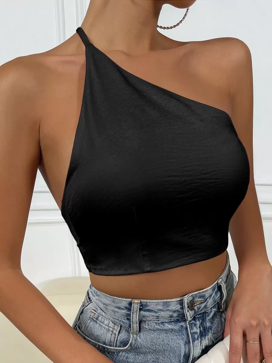 Zolique Áo nữ Lộ Lưng Buộc lại màu trơn Gợi cảm - màu đen - Xem 1