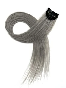 1 pieza Extensión del pelo con clip largo recto sintético - Gris Claro - Ver 1