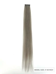 1 pieza Extensión del pelo con clip largo recto sintético - Gris Claro - Ver 2