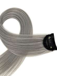 1 pieza Extensión del pelo con clip largo recto sintético - Gris Claro - Ver 4