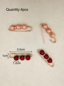 4pcs Bead Decor Safety Pin