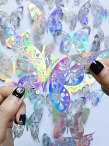 48 piezas Pegatina de mariposa hueco - Multicolor - Ver 2