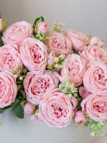 1 件/4 件浪漫丝绸玫瑰和牡丹花束人造花中心装饰塑料花手持插花适用于婚礼/家居/卧室/客厅/餐桌装饰/新娘花束/母亲节 - 彩色 - 查看 4