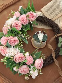 1 件/4 件浪漫丝绸玫瑰和牡丹花束人造花中心装饰塑料花手持插花适用于婚礼/家居/卧室/客厅/餐桌装饰/新娘花束/母亲节 - 彩色 - 查看 5