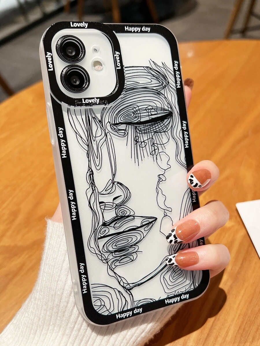 Figure Graphic Clear Phone Case - Multicolor - View 1