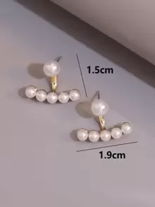 人造珍珠裝飾耳環套 - 白色 - 查看 4