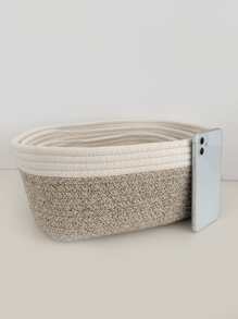 1入組雙色編織設計收納籃 - 彩色 - 查看 3