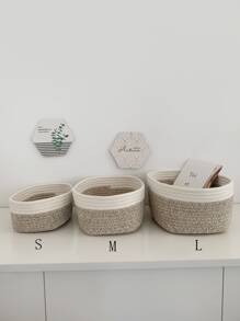 1入組雙色編織設計收納籃 - 彩色 - 查看 4