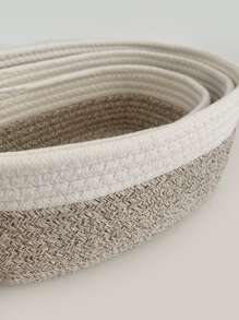 1入組雙色編織設計收納籃 - 彩色 - 查看 7