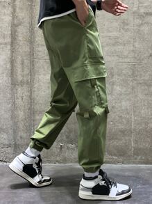 Manfinity Hypemode Men Drawstring Waist Cargo Trousers - Army Green - View 2