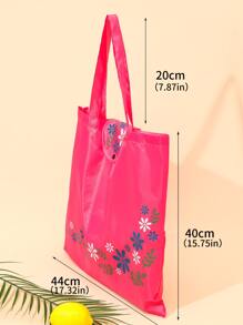 印花按扣購物袋 - 玫紅色 - 查看 3