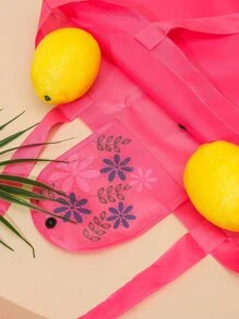 印花按扣購物袋 - 玫紅色 - 查看 6