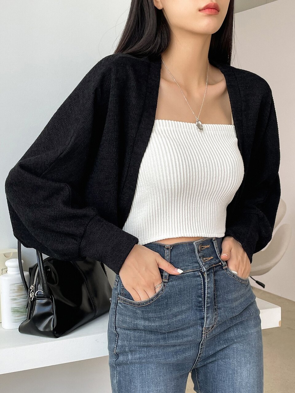 Batwing Sleeve Open Front Top Long Sleeve Women