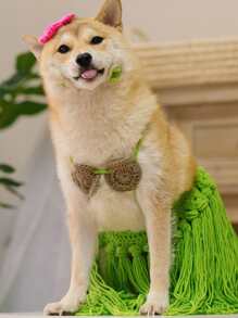 3pcs Grass Skirt Design Pet Costume Set Halloween Halloween Costumes - Multicolor - View 6