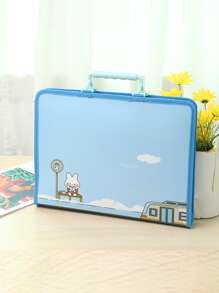 1入組卡通圖案隨機擴展文件袋可愛多層手風琴袋辦公室學校文件存儲 - 彩色 - 查看 3