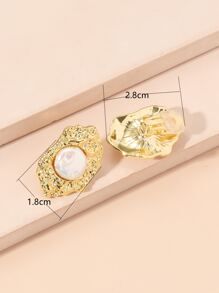 Pendientes de clip con diseño de perla natural - Amarillo Oro - Ver 4