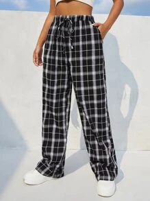 SHEIN EZwear Quần nữ Dây kéo Túi Sọc ca rô Sẵn sàng - Nhiều màu - Xem 1