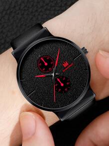 SHAARMS 1入組男士雙錶盤石英表和1入組手環 - 黑色 - 查看 2