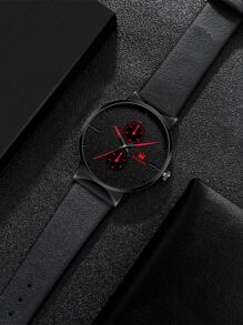 SHAARMS 1入組男士雙錶盤石英表和1入組手環 - 黑色 - 查看 6