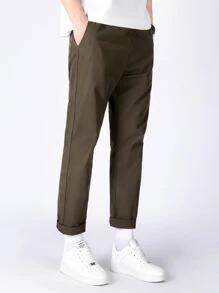 Manfinity Mode Lỏng lẻo phù hợp Nam Màu thuần Túi nghiêng Quần - Cà phê nâu - Xem 1