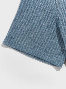 Manfinity VCAY 男士口袋貼布T恤和腰部抽繩短褲 - 霧霾藍 - 查看 4