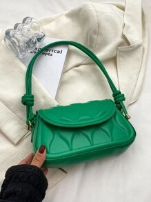 Geometric Embossed Flap Bag - Green - View 3