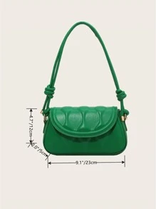 Geometric Embossed Flap Bag - Green - View 4