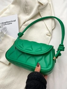 Geometric Embossed Flap Bag - Green - View 5
