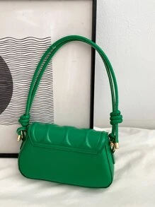 Geometric Embossed Flap Bag - Green - View 6