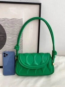 Geometric Embossed Flap Bag - Green - View 7