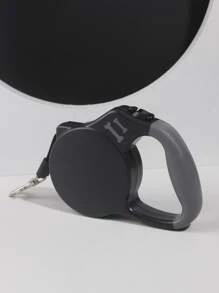 1入實色骨印可伸縮拖繩，適用於小型和中型寵物，貓狗戶外旅行 - 黑色 - 查看 5